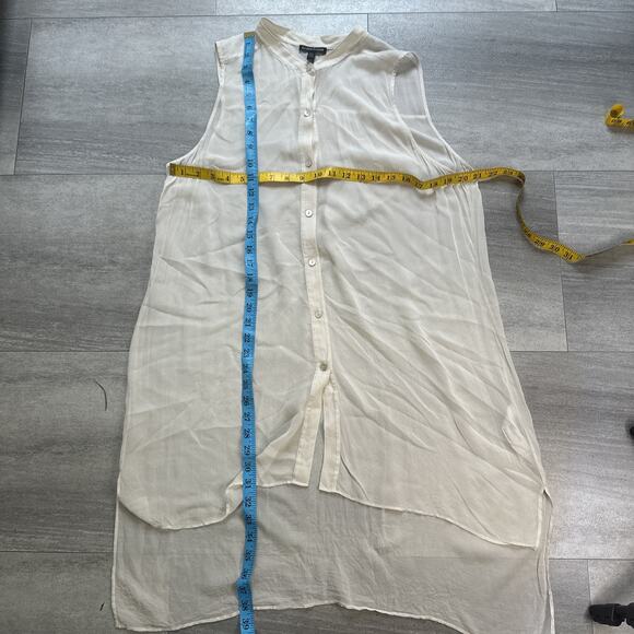 Eileen Fisher Silk Crepe de Chine Tunic Button Front Sleeveless Top, Size Large - Picture 4 of 4